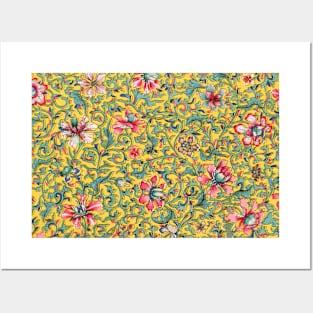 Owen Jones Chinese Ornamental Pattern Yellow & Pink Floral Posters and Art